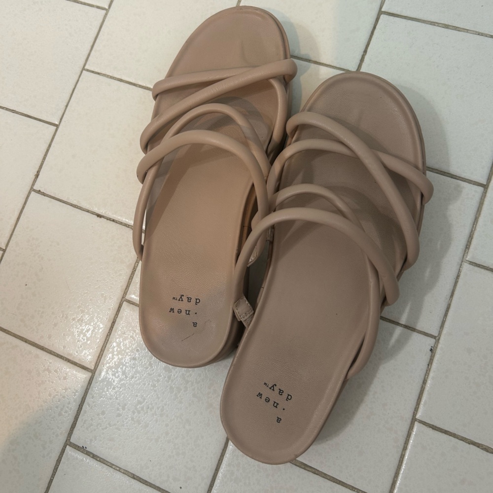 A New Day Women's Beige Strappy Sandals